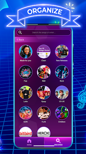 A vibrant and dynamic representation of music notes dancing with a colorful ball, capturing the essence of rhythm and movement in the Beat Hopper game.