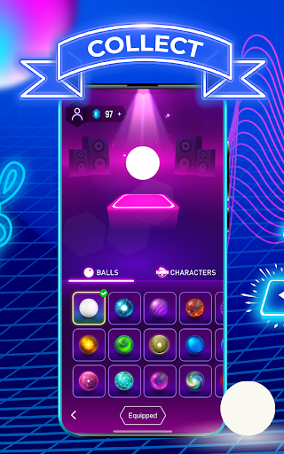 A vibrant and dynamic representation of music notes dancing with a colorful ball, capturing the essence of rhythm and movement in the Beat Hopper game.