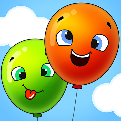 A vibrant and joyful scene of children playing and learning with colorful balloons, symbolizing the fun and educational theme of the Baby Balloons App.