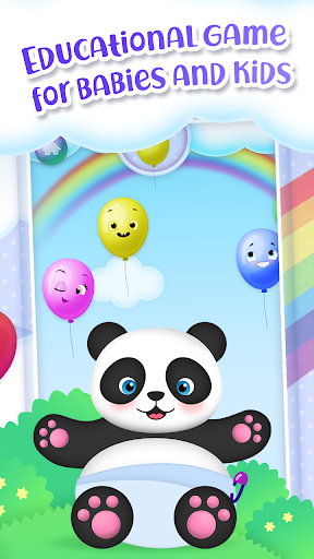 A vibrant and joyful scene of children playing and learning with colorful balloons, symbolizing the fun and educational theme of the Baby Balloons App.