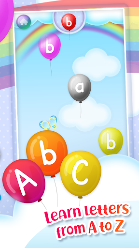 A vibrant and joyful scene of children playing and learning with colorful balloons, symbolizing the fun and educational theme of the Baby Balloons App.