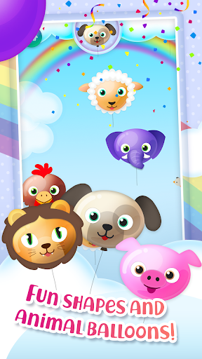 A vibrant and joyful scene of children playing and learning with colorful balloons, symbolizing the fun and educational theme of the Baby Balloons App.