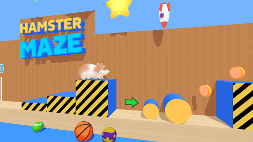 A joyful hamster navigating through a colorful maze, embodying the spirit of adventure and fun.