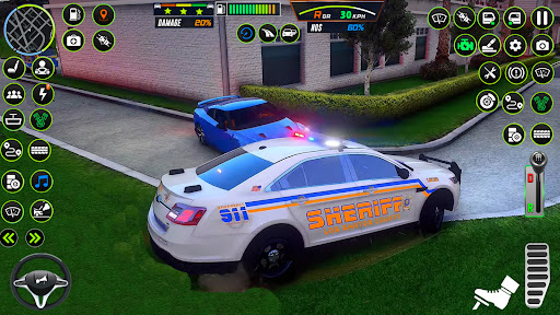 A thrilling police car chase through the bustling streets of New York City, capturing the adrenaline and excitement of law enforcement in action.