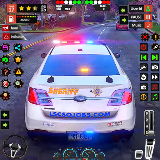 A thrilling police car chase through the bustling streets of New York City, capturing the adrenaline and excitement of law enforcement in action.