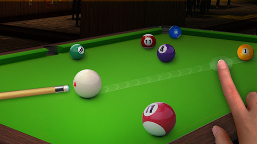 A captivating visual of a 3D billiards table, showcasing the immersive and thrilling nature of the Pool City Game.