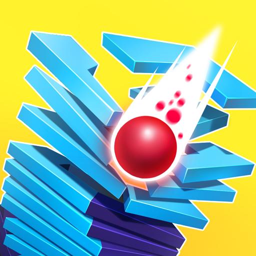 A vibrant and dynamic depiction of a ball smashing through colorful platforms, capturing the excitement and thrill of the Stack Ball game.