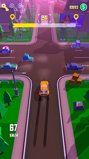 A thrilling taxi ride through a bustling city, capturing the excitement and dynamic energy of a mobile game adventure.