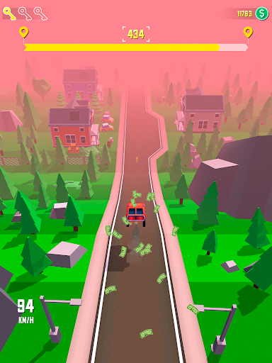 A thrilling taxi ride through a bustling city, capturing the excitement and dynamic energy of a mobile game adventure.