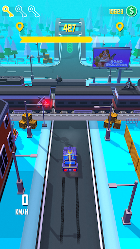 A thrilling taxi ride through a bustling city, capturing the excitement and dynamic energy of a mobile game adventure.