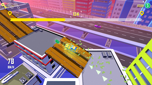 A thrilling taxi ride through a bustling city, capturing the excitement and dynamic energy of a mobile game adventure.