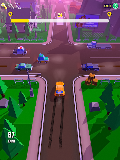 A thrilling taxi ride through a bustling city, capturing the excitement and dynamic energy of a mobile game adventure.