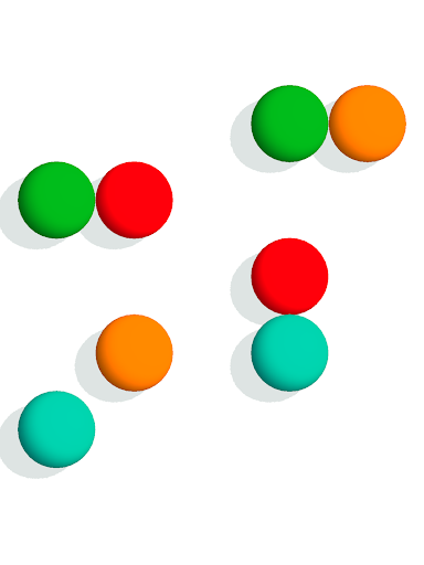 A vibrant and colorful representation of balls connecting joyfully, symbolizing fun and engagement in a mobile game.