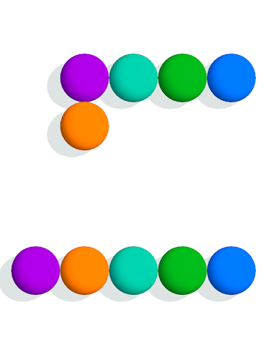 A vibrant and colorful representation of balls connecting joyfully, symbolizing fun and engagement in a mobile game.