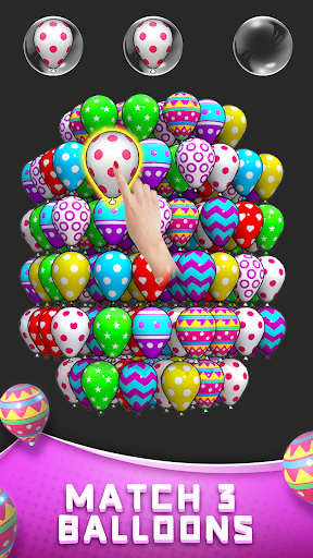 A vibrant and colorful depiction of balloons and cubes in a playful and joyful setting, representing the excitement and fun of a puzzle game adventure.