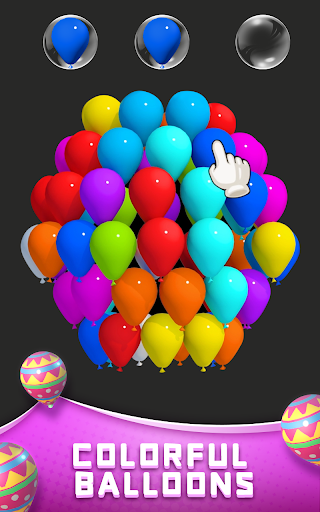 A vibrant and colorful depiction of balloons and cubes in a playful and joyful setting, representing the excitement and fun of a puzzle game adventure.