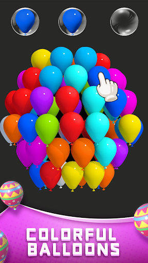 A vibrant and colorful depiction of balloons and cubes in a playful and joyful setting, representing the excitement and fun of a puzzle game adventure.