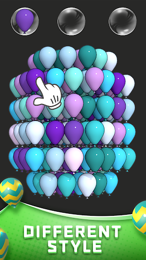 A vibrant and colorful depiction of balloons and cubes in a playful and joyful setting, representing the excitement and fun of a puzzle game adventure.