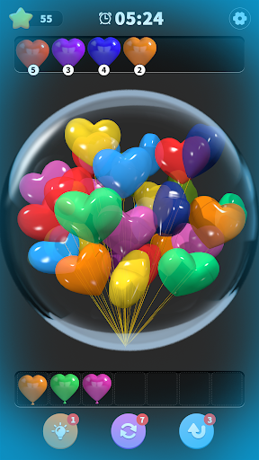 A vibrant and colorful depiction of balloons and 3D puzzles, representing the fun and challenge of the Triple Match 3D Game.