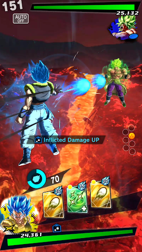 A thrilling and colorful battle scene from Dragon Ball Legends, featuring iconic anime characters in an intense showdown, capturing the excitement and energy of the game.