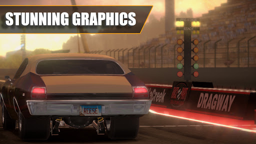 A fiery race car speeding down the drag strip, flames trailing behind, capturing the thrill and excitement of drag racing.