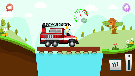 A child enthusiastically playing a fire truck rescue game, embodying the excitement and educational value of the experience.