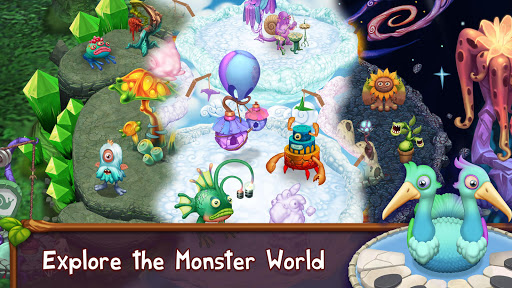 A vibrant and whimsical scene of musical monsters joyfully performing on a lush island, capturing the enchanting and creative essence of My Singing Monsters.