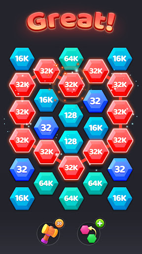 A bright and colorful hexagonal puzzle game that challenges the mind and offers endless fun, like a vibrant kaleidoscope of connections.