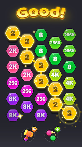 A bright and colorful hexagonal puzzle game that challenges the mind and offers endless fun, like a vibrant kaleidoscope of connections.