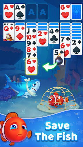 A vibrant and colorful underwater world filled with lively fish, representing the fun and engaging theme of the Solitaire Fish card game.