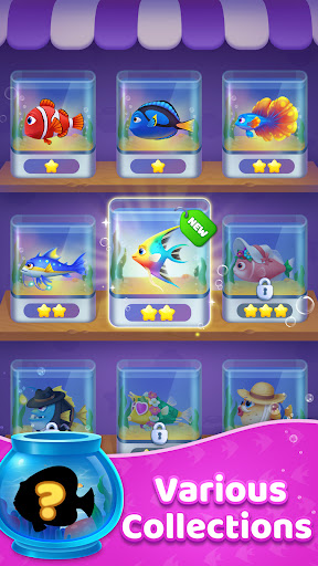 A vibrant and colorful underwater world filled with lively fish, representing the fun and engaging theme of the Solitaire Fish card game.