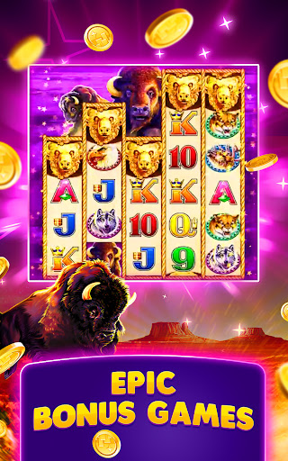 A thrilling and vibrant depiction of a bustling casino floor filled with slot machines, capturing the excitement and anticipation of hitting the jackpot.