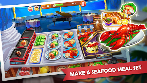 A thrilling kitchen scene filled with bustling chefs, sizzling pans, and colorful dishes, capturing the excitement and challenge of the Cooking Madness game.