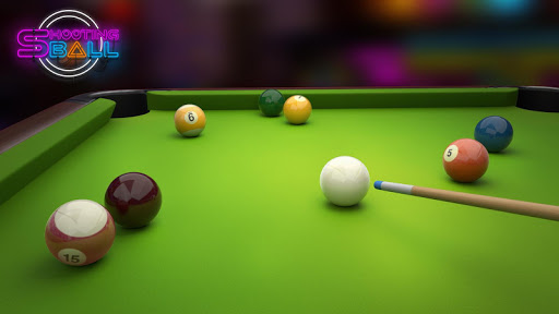 A vibrant and engaging depiction of a mobile billiards game, evoking excitement and the thrill of competitive play.