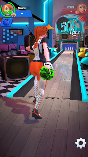 A vibrant and immersive bowling alley scene from the Bowling Club App, evoking the thrill and excitement of the game.