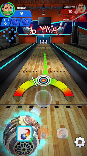 A vibrant and immersive bowling alley scene from the Bowling Club App, evoking the thrill and excitement of the game.