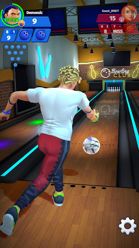 A vibrant and immersive bowling alley scene from the Bowling Club App, evoking the thrill and excitement of the game.