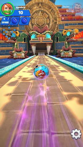 A vibrant and immersive bowling alley scene from the Bowling Club App, evoking the thrill and excitement of the game.