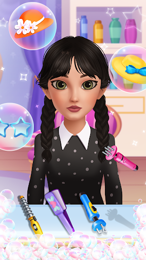 A vibrant and lively depiction of a virtual hair salon, teeming with creativity and colorful hair styling options, evoking a sense of fun and endless possibilities.