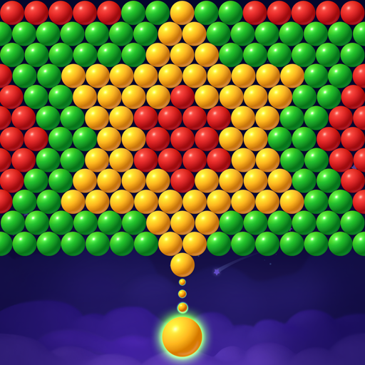 Colorful bubbles popping in an exciting puzzle game, capturing the thrill and joy of Bubble Shooter: Pop Star.