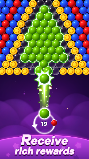 Colorful bubbles popping in an exciting puzzle game, capturing the thrill and joy of Bubble Shooter: Pop Star.