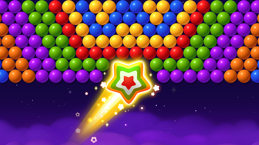 Colorful bubbles popping in an exciting puzzle game, capturing the thrill and joy of Bubble Shooter: Pop Star.