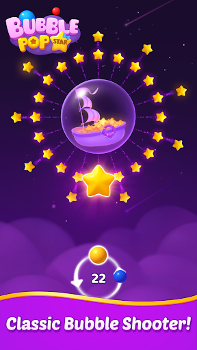 Colorful bubbles popping in an exciting puzzle game, capturing the thrill and joy of Bubble Shooter: Pop Star.