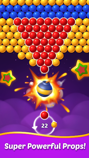 Colorful bubbles popping in an exciting puzzle game, capturing the thrill and joy of Bubble Shooter: Pop Star.