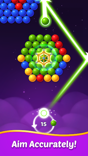 Colorful bubbles popping in an exciting puzzle game, capturing the thrill and joy of Bubble Shooter: Pop Star.