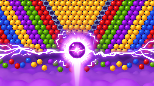 Colorful bubbles popping in an exciting puzzle game, capturing the thrill and joy of Bubble Shooter: Pop Star.