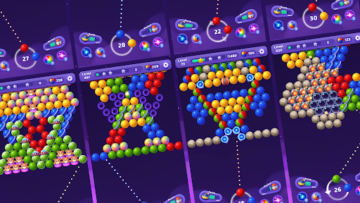 Colorful bubbles popping in an exciting puzzle game, capturing the thrill and joy of Bubble Shooter: Pop Star.