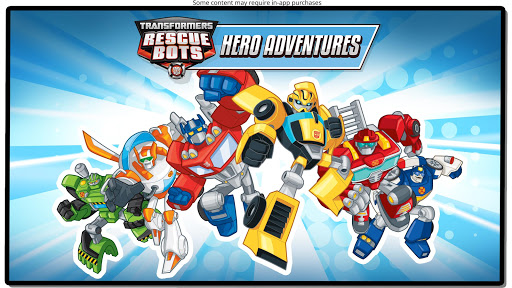 A thrilling depiction of Transformers Rescue Bots engaged in an adventurous rescue mission, showcasing vibrant graphics and heroic action.