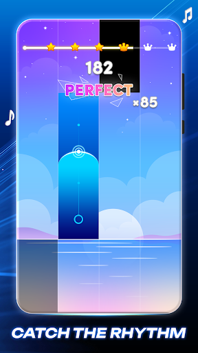 A mesmerizing blend of colorful tiles and musical notes, inviting players into a world of rhythm and challenge.