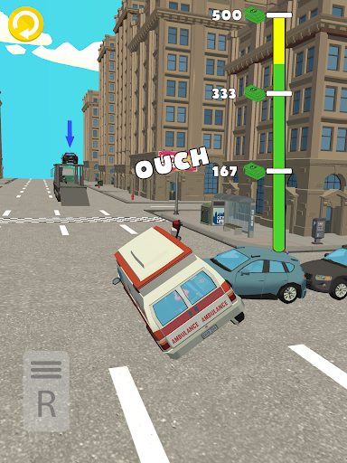 A thrilling scene of cars smashing into each other in a high-speed chase, capturing the excitement and chaos of Car Smash 3D.